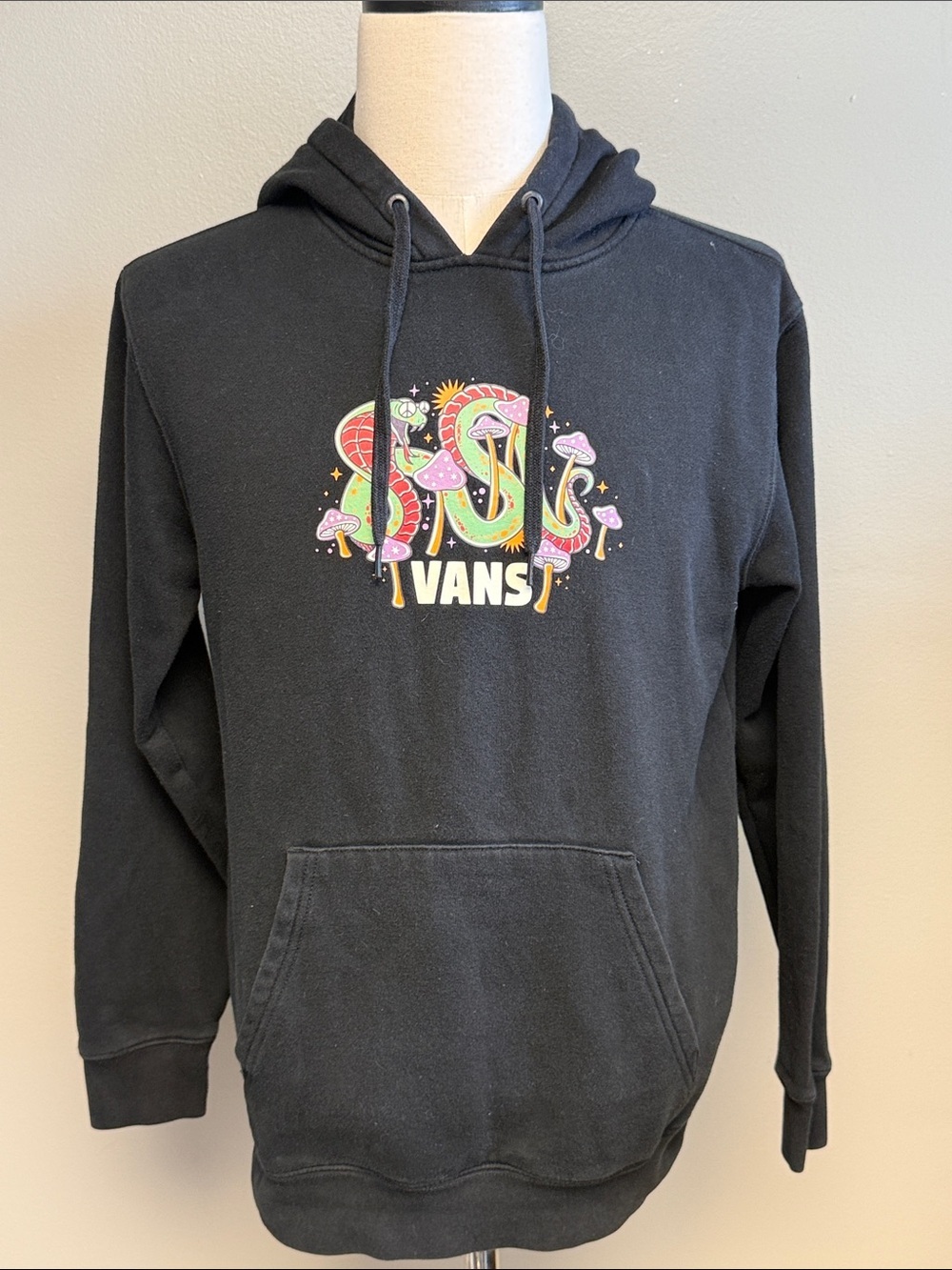 Vans Psychedelic Mushroom Logo Pullover Hoodie Black Men's Small Graphic